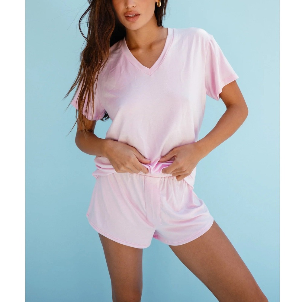 SKATIE Hubby Tee Women Small Bubblegum Pink Short Sleeve Jersey T-Shirt Bamboo